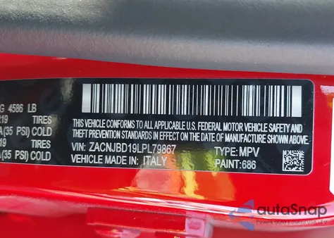 2020 Jeep Renegade Limited from USA, damaged, VIN ZACNJBD19LPL79867